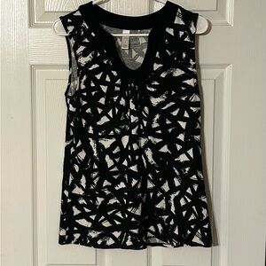 Merona‎ Black and White Graphic Sleeveless Tank Top